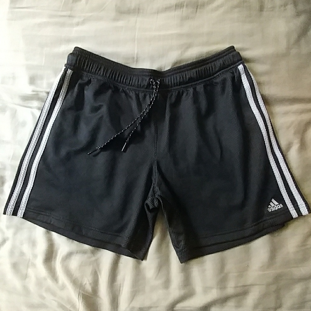 Adidas black mesh running shorts. EUC